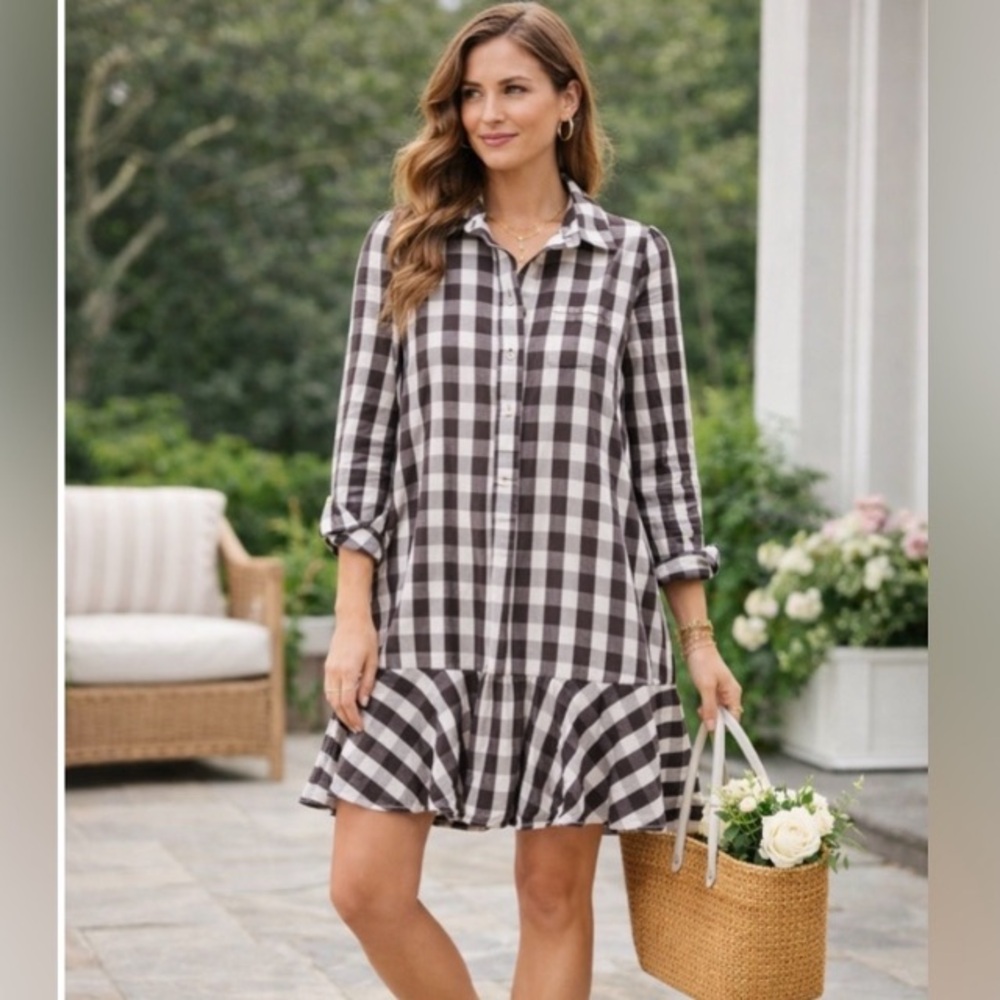 Tuckernuck Brown & White Striped Gingham Tunic